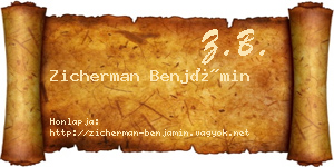 Zicherman Benjámin névjegykártya
